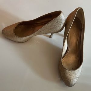 Aldo Gold Glitter Sparkle Heels - Low Heel Aldo Shoes - Gold Sparkly Size 8